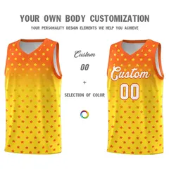 Orange Gold Gradient Star Pattern Basketball Jersey Sets 3