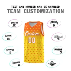 Orange Gold Gradient Star Pattern Basketball Jersey Sets 4