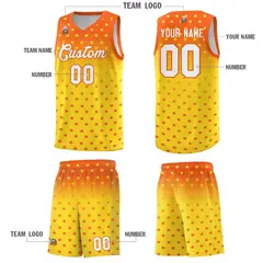 Orange Gold Gradient Star Pattern Basketball Jersey Sets 5