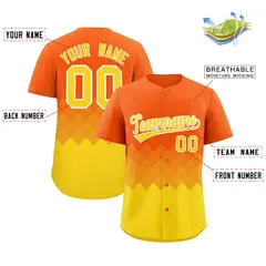 Orange Gold Grid Blur Pattern Baseball Jersey 2