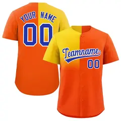 Orange Gold Half Gradient Authentic Baseball Jersey 1