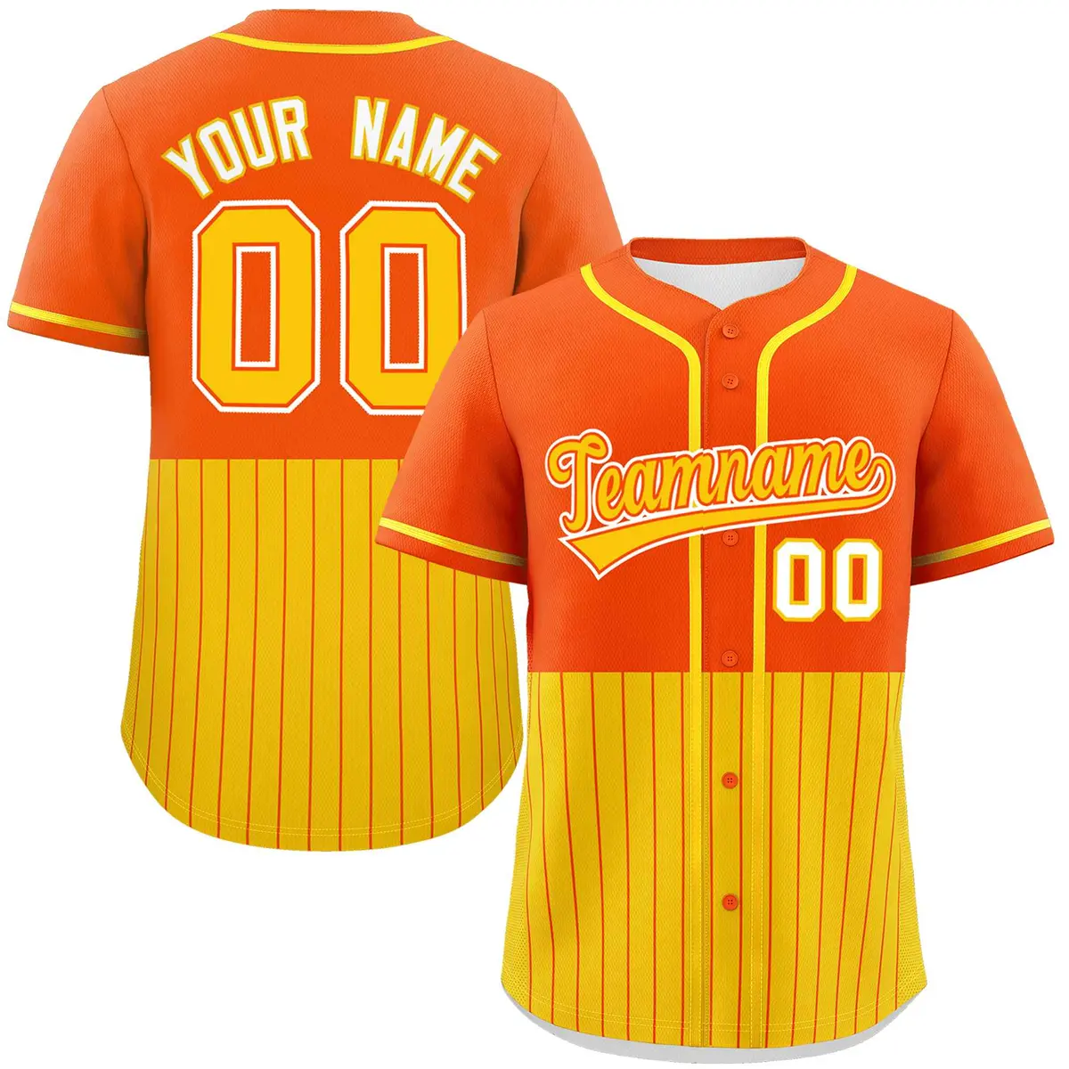 Orange Gold Half Stripe Authentic Baseball Jersey