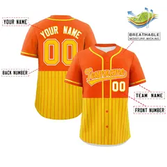 Orange Gold Half Stripe Authentic Baseball Jersey 2