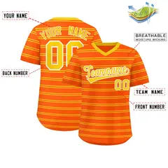 Orange Gold Horizontal Stripe Pullover Baseball Jersey 2