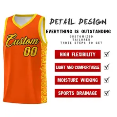 Orange Gold Indians Pattern Basketball Uniform Jersey 2