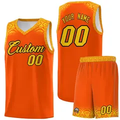 Orange Gold Indians Print Sports Basketball Uniform Jersey