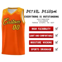 Orange Gold Indians Print Sports Basketball Uniform Jersey 2