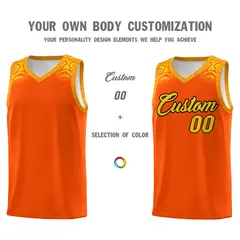 Orange Gold Indians Print Sports Basketball Uniform Jersey 3