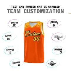 Orange Gold Indians Print Sports Basketball Uniform Jersey 4