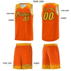 Orange Gold Indians Print Sports Basketball Uniform Jersey 5