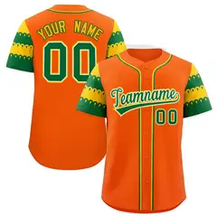 Orange Gold Kelly Green Flag Lace Sleeve Baseball Jersey