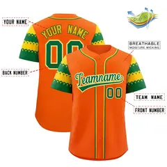 Orange Gold Kelly Green Flag Lace Sleeve Baseball Jersey 2