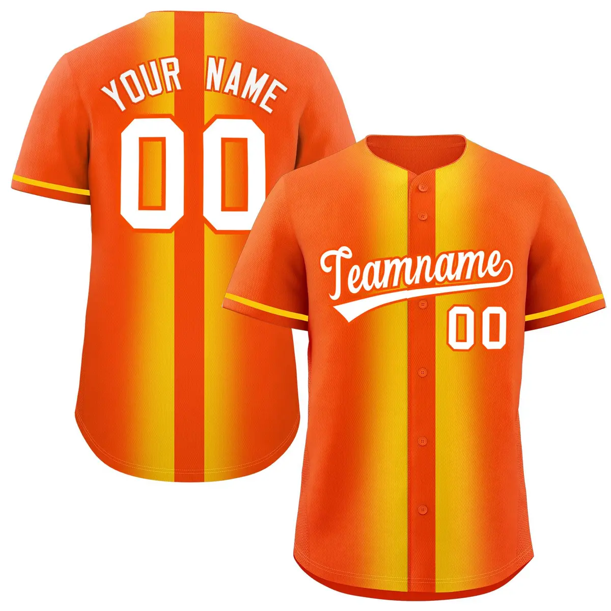 Orange Gold Lapel Gradient Fashion Baseball Jersey