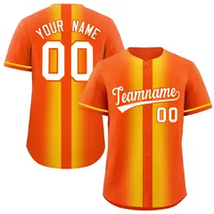 Orange Gold Lapel Gradient Fashion Baseball Jersey 1