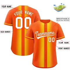 Orange Gold Lapel Gradient Fashion Baseball Jersey 2