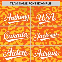 Orange Gold Leopard Print Baseball Jersey 3