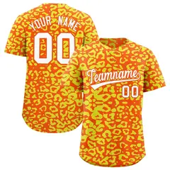 Orange Gold Leopard Print Baseball Jersey 1