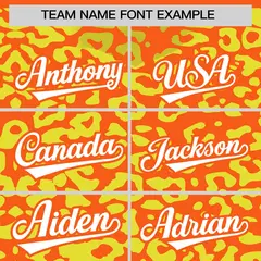 Orange Gold Leopard Print Baseball Jersey 3