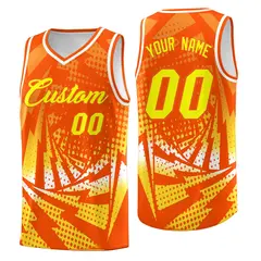 Orange Gold Lightning Halftone Dot Basketball Jersey 1