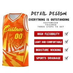 Orange Gold Lightning Halftone Dot Basketball Jersey 2