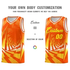 Orange Gold Lightning Halftone Dot Basketball Jersey 3