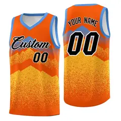 Orange Gold Mountain Fade Gradient Fashion Basketball Jersey 1