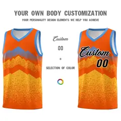 Orange Gold Mountain Fade Gradient Fashion Basketball Jersey 3