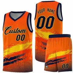 Orange Gold Navy Graffiti Basketball Jersey 1