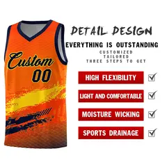 Orange Gold Navy Graffiti Basketball Jersey 2
