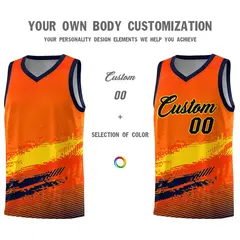 Orange Gold Navy Graffiti Basketball Jersey 3