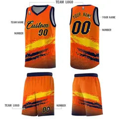 Orange Gold Navy Graffiti Basketball Jersey 5