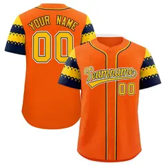 Orange Gold Navy Sleeve Flag Lace Baseball Jersey