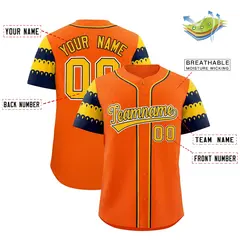 Orange Gold Navy Sleeve Flag Lace Baseball Jersey 2