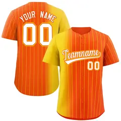Orange Gold Pinstripe Gradient Baseball Jersey 1