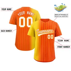 Orange Gold Pinstripe Gradient Baseball Jersey 2