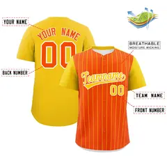 Orange Gold Pinstripe Two-Tone Authentic Baseball Jersey 2