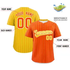 Orange Gold Pinstripe Two-Tone Authentic Baseball Jersey 2