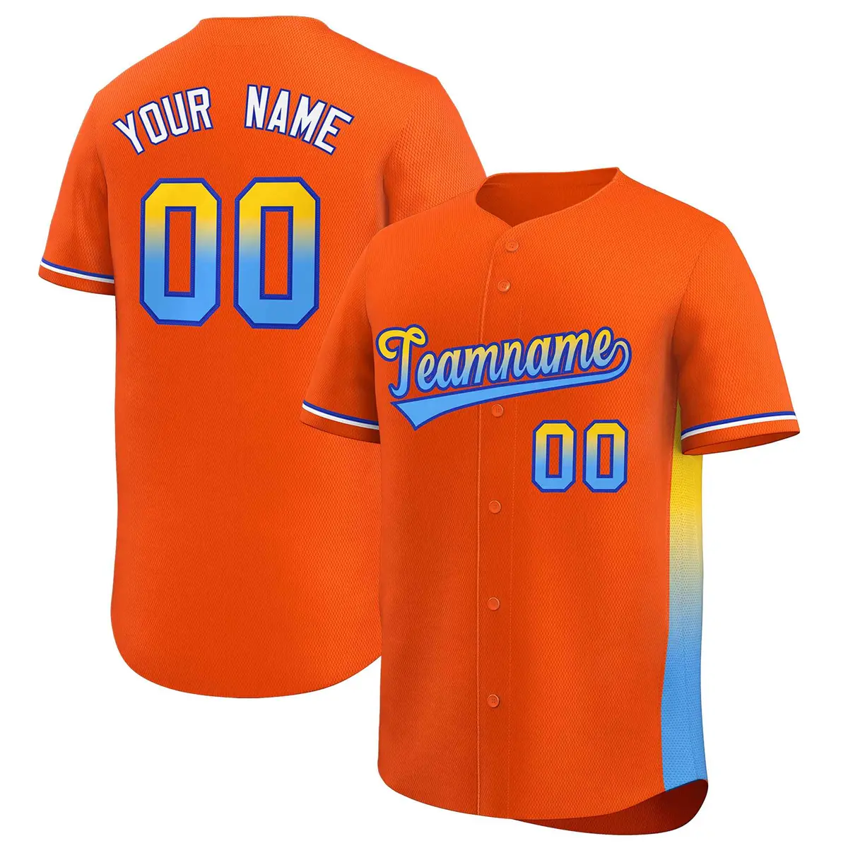 Orange Gold-Powder Blue Gradient Side Baseball Jersey