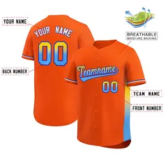 Orange Gold-Powder Blue Gradient Side Baseball Jersey 2