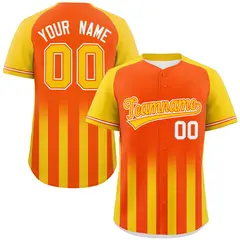 Orange Gold Raglan Gradient Thick Stripe Baseball Jersey 1