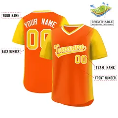 Orange Gold Raglan Pullover Authentic Baseball Jersey 2