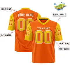 Orange Gold Raglan Sleeves Authentic Football Jersey 2