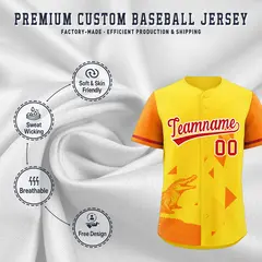 Orange Gold Raptor Series Raglan Baseball Jersey 3