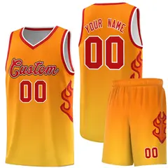 Orange Gold-Red Flame Gradient Basketball Jersey