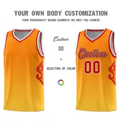 Orange Gold-Red Flame Gradient Basketball Jersey 3