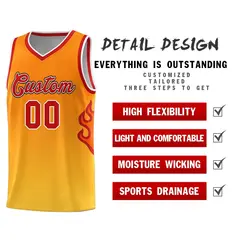 Orange Gold-Red Flame Gradient Basketball Jersey 5