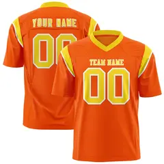 Orange Gold Shoulder Cut Two-Tone Flag Football Jersey 1
