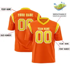 Orange Gold Shoulder Cut Two-Tone Flag Football Jersey 2