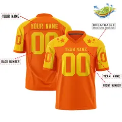Orange Gold Shoulder Star Pattern Flag Football Jersey 2