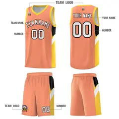 Orange Gold Side Design Basketball Uniform Jersey 5